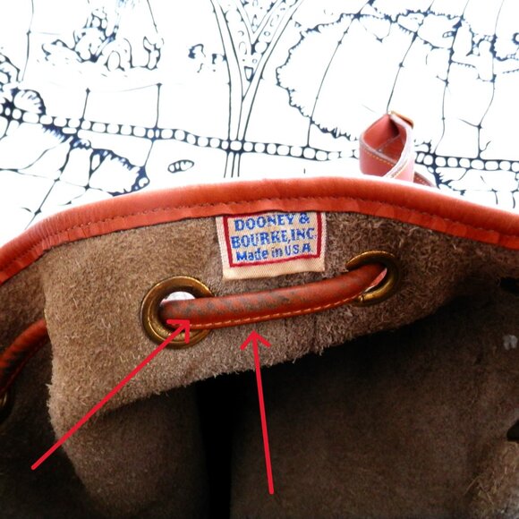 Vintage Dooney & Bourke Pebble Leather Drawstring Bucket Bag - Picture 9 of 13